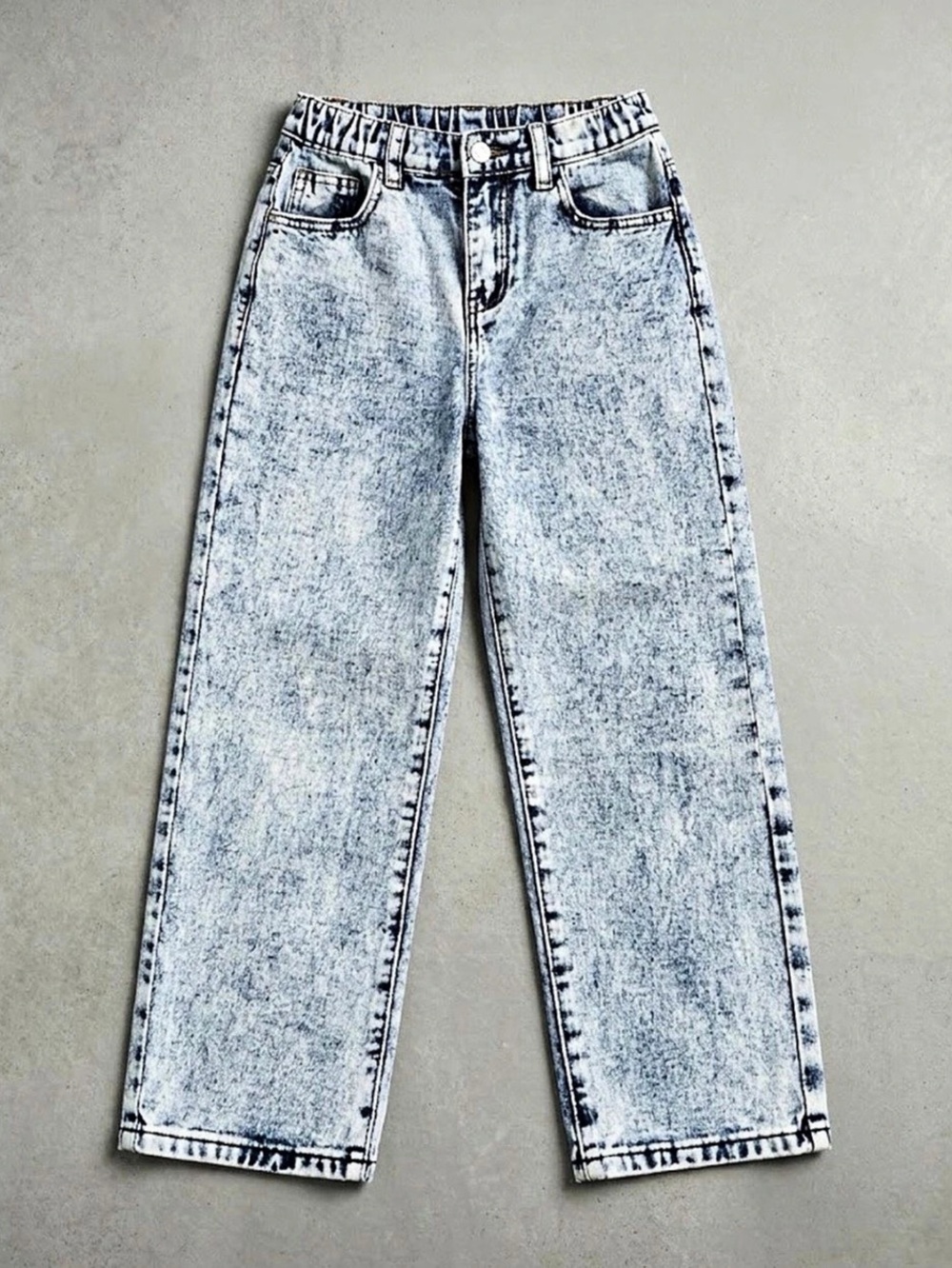 Jeans Girls Acid Wash Wide Leg Denim Jeans - Light Blue Acid Wash Size M